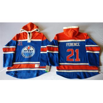 Old Time Hockey Edmonton Oilers #21 Andrew Ference Royal Blue Hoodie