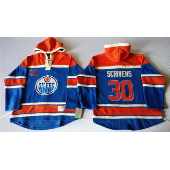 Old Time Hockey Edmonton Oilers #30 Ben Scrivens Royal Blue Hoodie