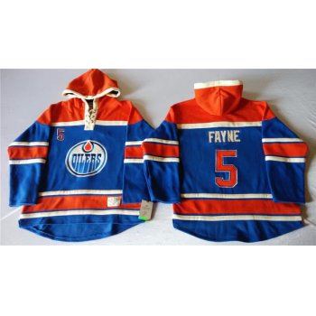 Old Time Hockey Edmonton Oilers #5 Mark Fayne Royal Blue Hoodie