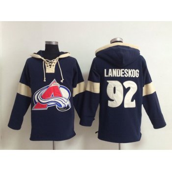 2014 Old Time Hockey Colorado Avalanche #92 Gabriel Landeskog Navy Blue Hoodie