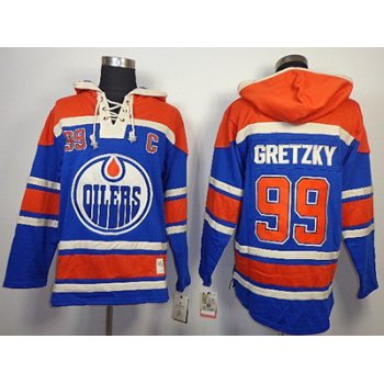 Old Time Hockey Edmonton Oilers #99 Wayne Gretzky Royal Blue Hoodie