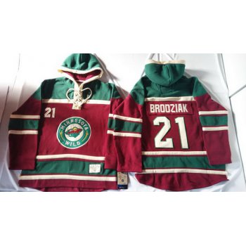 Old Time Hockey Minnesota Wild #21 Kyle Brodziak Red Hoodie