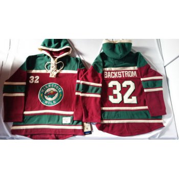 Old Time Hockey Minnesota Wild #32 Niklas Backstrom Red Hoodie