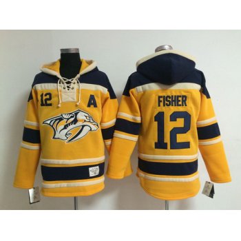 Old Time Hockey Nashville Predators #12 Mike Fisher Yellow Hoodie