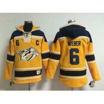 Old Time Hockey Nashville Predators #6 Shea Weber Yellow Hoodie