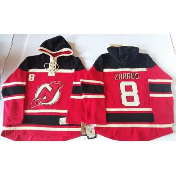 Old Time Hockey New Jersey Devils #8 Dainius Zubrus Red With Black Hoodie