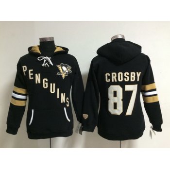 Old Time Hockey Pittsburgh Penguins #87 Sidney Crosby Black Womens Hoodie