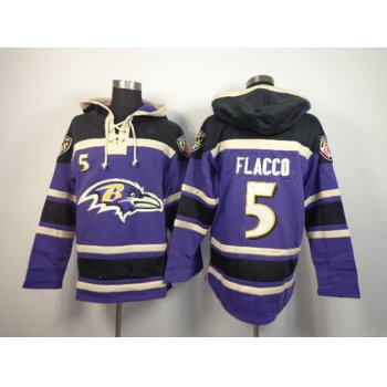 Baltimore Ravens #5 Joe Flacco 2014 Purple Hoodie