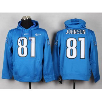 Nike Detroit Lions #81 Calvin Johnson Light Blue Hoodie