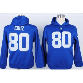 Nike New York Giants #80 Victor Cruz Blue Hoodie