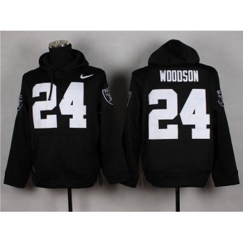 Nike Oakland Raiders #24 Charles Woodson Black Hoodie