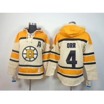 Old Time Hockey Boston Bruins #4 Bobby Orr Cream Hoodie