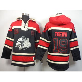 Old Time Hockey Chicago Blackhawks #19 Jonathan Toews Black Ice Skulls Hoodie