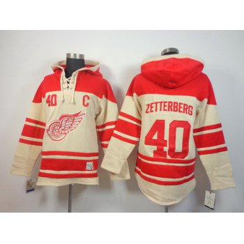 Old Time Hockey Detroit Red Wings #40 Henrik Zetterberg Cream Hoodie