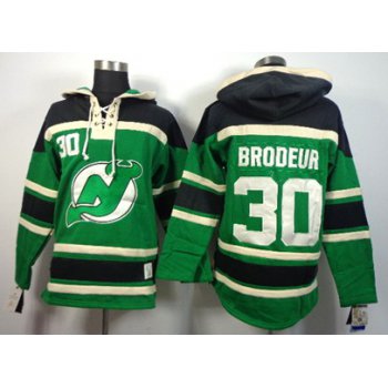 Old Time Hockey New Jersey Devils #30 Martin Brodeur Green Hoodie