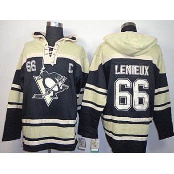 Old Time Hockey Pittsburgh Penguins #66 Mario Lemieux Black Hoodie