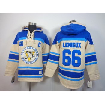 Old Time Hockey Pittsburgh Penguins #66 Mario Lemieux Cream Hoodie