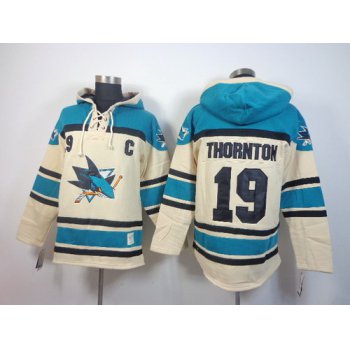 Old Time Hockey San Jose Sharks #19 Joe Thornton Cream Hoodie