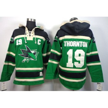 Old Time Hockey San Jose Sharks #19 Joe Thornton Green Hoodie