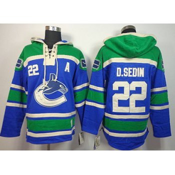 Old Time Hockey Vancouver Canucks #22 Daniel Sedin Blue Hoodie