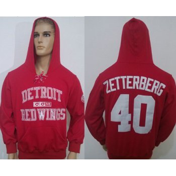 CCM Detroit Red Wings #40 Henrik Zetterberg Red Hoodie