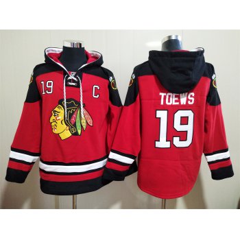 Men's Chicago Blackhawks #19 Jonathan Toews NEW Red Stitched Hoodie