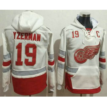 Men's Detroit Red Wings #19 Steve Yzerman Reebok White 2017 Centennial Classic Premier Old Time Hockey Hoodie