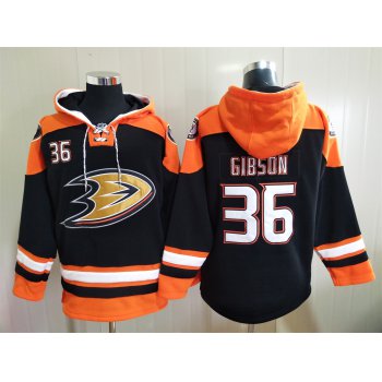 Men's Hockey Anaheim Ducks #36 John Gibson Black Hoodie