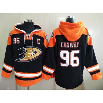 Men's Hockey Anaheim Ducks #96 Charlie Conway Black Hoodie