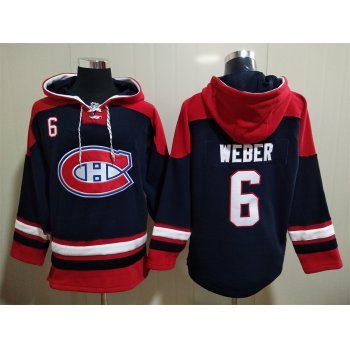 Men's Montreal Canadiens #6 Shea Weber NEW Navy Blue Hockey Hoodie