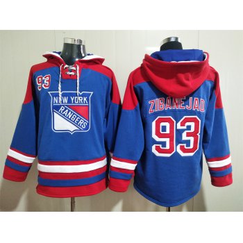 Men's New York Rangers #93 Mika Zibanejad Blue Ageless Must Have Lace Up Pullover Hoodie