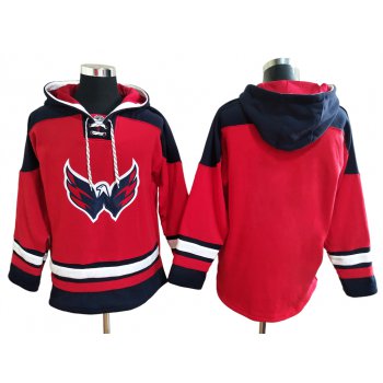 Men's Washington Capitals Red Ageless Must Have Lace Up Pullover Blank Hoodie