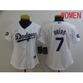 Women Los Angeles Dodgers 7 Urias White Game 2021 Nike MLB Jerseys