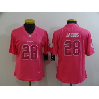 Women's Las Vegas Raiders #28 Josh Jacobs Pink Fashion 2017 Rush NFL Nike Limited Jersey