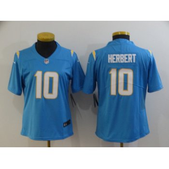 Women's Los Angeles Chargers #10 Justin Herbert Light Blue 2020 NEW Vapor Untouchable Stitched NFL Nike Limited Jersey