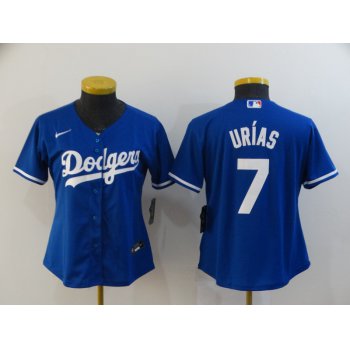 Women's Los Angeles Dodgers #7 Julio Urias Blue Stitched MLB Cool Base Nike Jersey