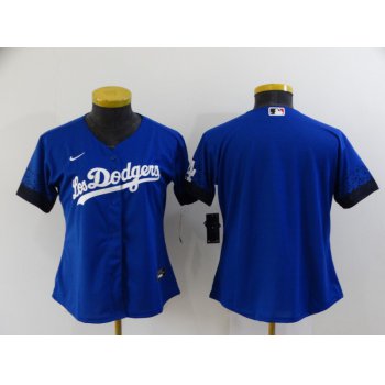 Women's Los Angeles Dodgers Blank Blue 2021 City Connect Cool Base Stitched Jersey