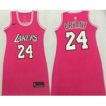 Women's Los Angeles Lakers #24 Kobe Bryant Pink Nike Swingman Stitched Dress Jersey