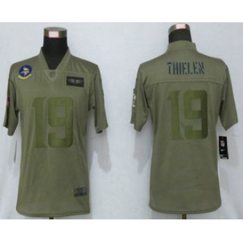 Women's Minnesota Vikings #19 Adam Thielen NEW Olive 2019 Salute To Service Stitched NFL Nike Limited Jersey