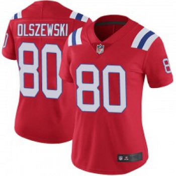 Women's New England Patriots #80 Gunner Olszewski Limited Red Vapor Untouchable Alternate Jersey