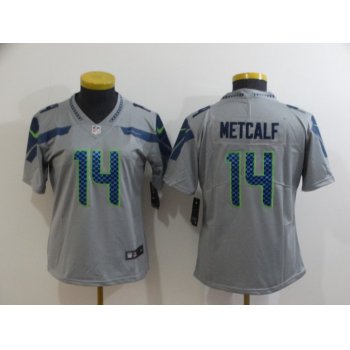 Women's Seattle Seahawks #14 D.K. Metcalf Grey 2017 Vapor Untouchable Stitched NFL Nike Limited Jersey