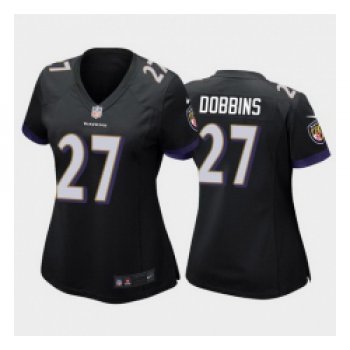 women j.k. dobbins baltimore ravens black game jersey