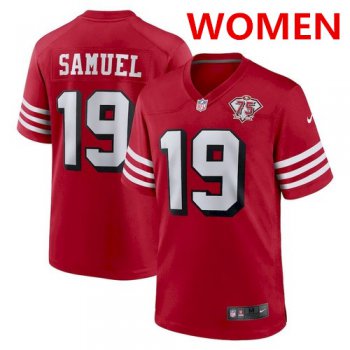 women's san francisco 49ers #19 deebo samuel scarlet 75th anniversary nike jersey