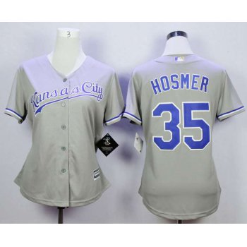 Kansas City Royals #35 Eric Hosmer Grey Women New Cool Base Jersey