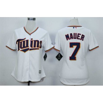 Minnesota Twins #7 Joe Mauer White Women New Cool Base Jersey