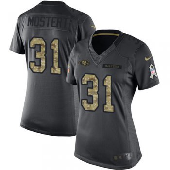 Nike 49ers #31 Raheem Mostert Black Women's Stitched NFL Limited 2016 Salute to Service Jersey