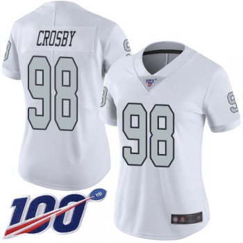 Oakland Raiders #98 Maxx Crosby Women's White Limited 100th Season Rush Vapor Untouchable Football Jersey