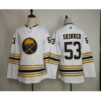 Women's Buffalo Sabres #53 Jeff Skinner White With Gold 50th Anniversary Adidas Stitched NHL Jersey