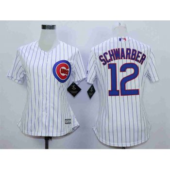 Women's Chicago Cubs #12 Kyle Schwarber White Women New Cool Base Jersey