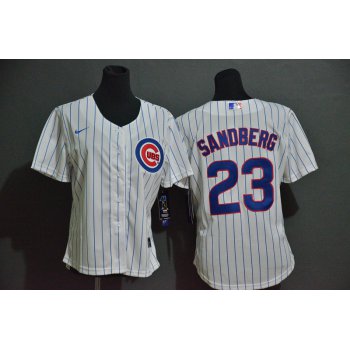 Women's Chicago Cubs #23 Ryne Sandberg White Stitched MLB Cool Base Nike Jersey